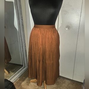 Elegant Shimmer Copper Pleated Skirt